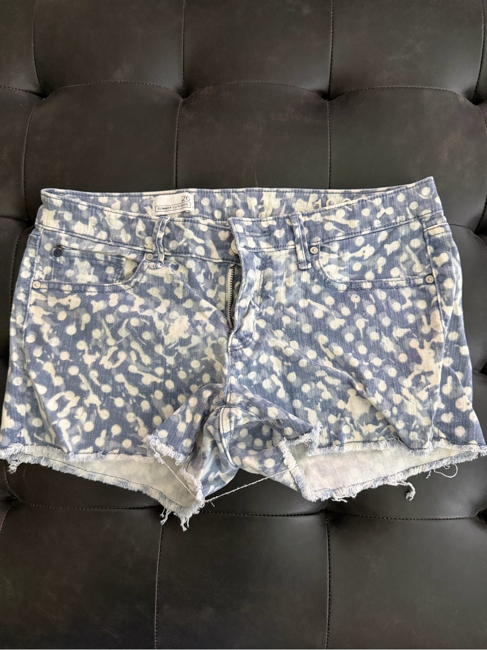 GAP Blue and White Spot-Print Denim Shorts